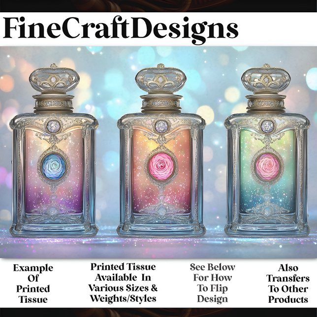 Glittery Ornate Perfume Bottles AF5 Decoupage Tissue Paper (Creator Uploaded)