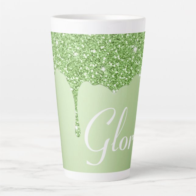 Glittery Paint Drip  Latte Mug (Front)