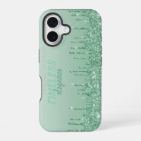 Glittery Paint Drip Mint Green Glam Aesthetic