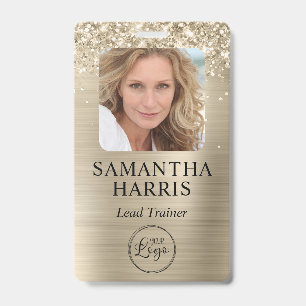 Glittery Pale Gold Foil Logo and Photo ID Badge