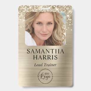 Glittery Pale Gold Foil Logo and Photo ID Badge