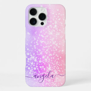 Glittery Pastel Pink Ombre Glam Signature iPhone 16 Pro Max Case