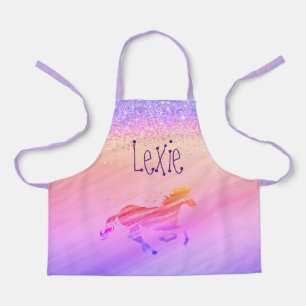 Glittery Pastel Rainbow Unicorn Apron