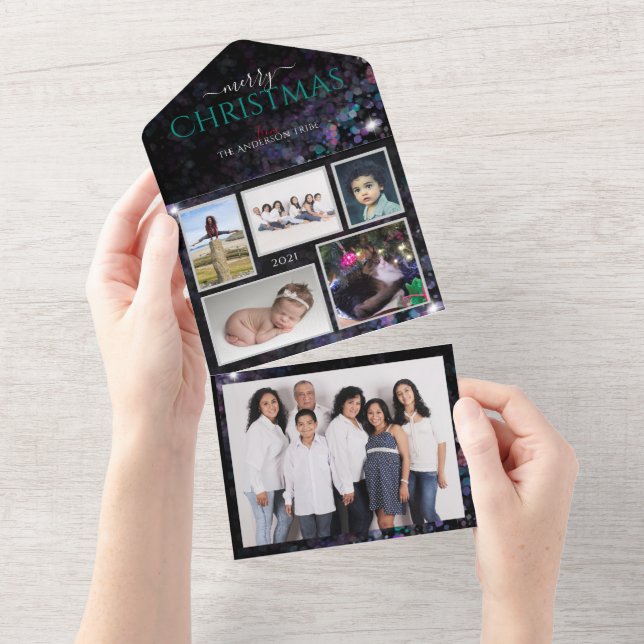 Glittery Personalised family photos Christmas card (Tearaway)