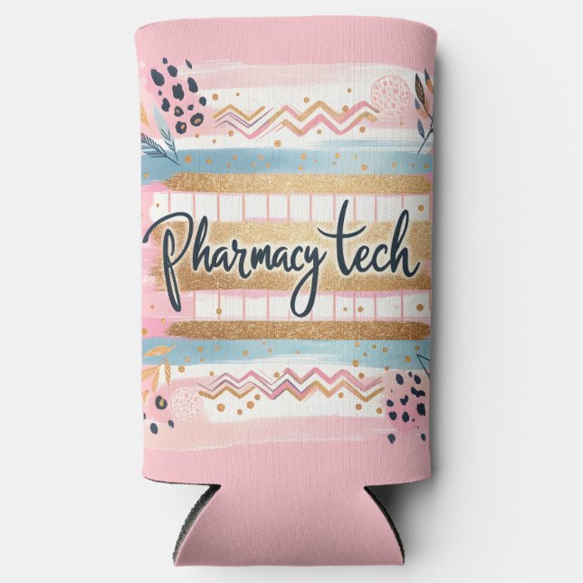 Glittery Pharmacy Tech Seltzer Can Cooler (Front)