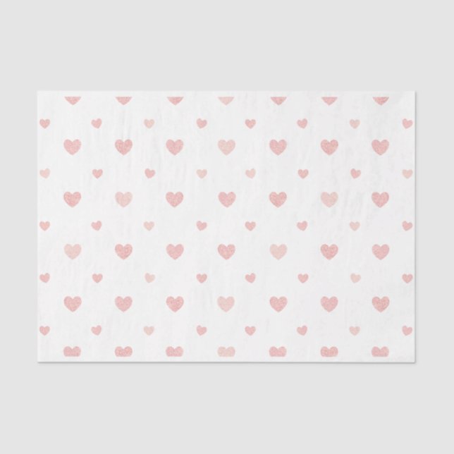 Glittery Pink Hearts Tissue Paper (Front)