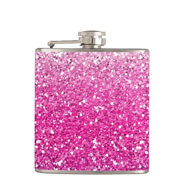 Glittery Pink Ombre Hip Flask (Front)