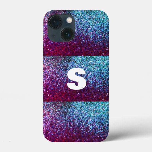 Glittery Pink Purple Ombre Abstract Monogram  Case-Mate iPhone Case (Back)