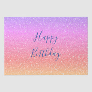 Glittery Pink Purple Ombre Colourful Happy Birthda Tissue Paper