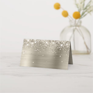 Glittery Platinum Foil Blank Place Card