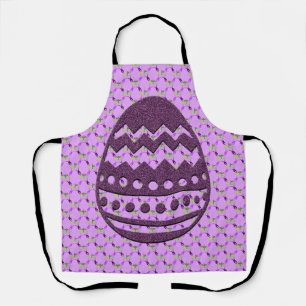 Glittery Purple Easter Egg on Flower Lilac Apron