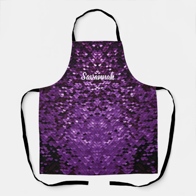 Glittery Purple Sequins   Apron (Front)