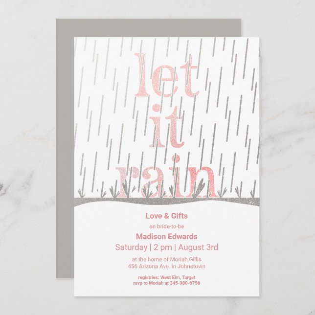 Glittery Rain Bridal Shower Invitation (Front/Back)