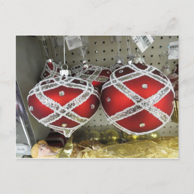 Glittery Red Bulbs Postcard (Front)