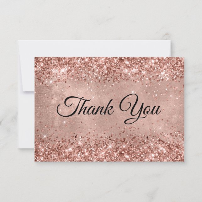 Glittery Rose Gold 50th Birthday Thank You Card (Front)
