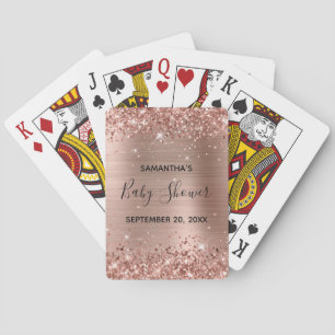 Glittery Rose Gold Baby Shower Favour Playing Cards