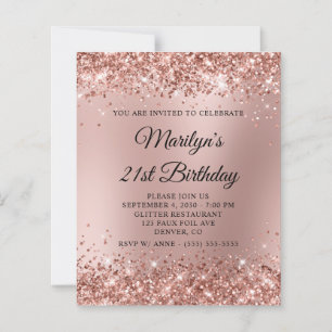 Glittery Rose Gold Blur 21st Birthday Invite