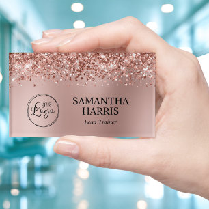 Glittery Rose Gold Blur Logo Name Tag