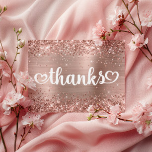 Glittery Rose Gold Cute Hearts Sweet 16 Thanks Postcard