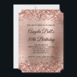 Glittery Rose Gold Fancy Monogram 30th Birthday Invitation<br><div class="desc">A glamourous monogrammed 30th birthday 5x7 ticket shape invitation for her. Faux shiny rose gold glitter with sparkles against a coordinating faux blush and rose gold brushed metal foil graphic image. The fancy black and white calligraphy monogram in the centre can be customised. That fancy calligraphy style is pretty decorative,...</div>