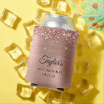 Glittery Rose Gold Foil 18th Birthday Can Cooler<br><div class="desc">Create your own 18th birthday party can coolers for your guests. Girly faux sparkly rose gold glitter on the top and bottom edge, over a faux pink blush rose gold brushed metal style ombre foil. Customise the font styles to create your own favour sticker design for her special celebration. A...</div>