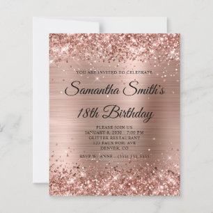 Glittery Rose Gold Foil 18th Birthday Invite
