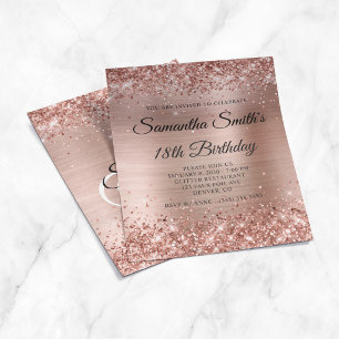 Glittery Rose Gold Foil 18th Birthday Invite Flyer