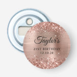 Glittery Rose Gold Foil 21st Birthday Bottle Opener<br><div class="desc">Create your own 21st birthday party favours. Girly faux sparkly rose gold glitter on the top and bottom edge, over a faux pink blush rose gold brushed metal style ombre foil. Customise the font styles to create your own favour bottle opener design for her special celebration. A classic elegant calligraphy...</div>