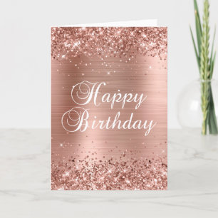 Glittery Rose Gold Foil 2 Happy Birthday Card