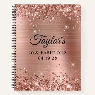 Glittery Rose Gold Foil 40 & Fabulous Notebook