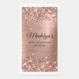 Glittery Rose Gold Foil 40th Birthday Napkin