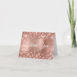 Glittery Rose Gold Foil 40th Birthday Thank You Card
