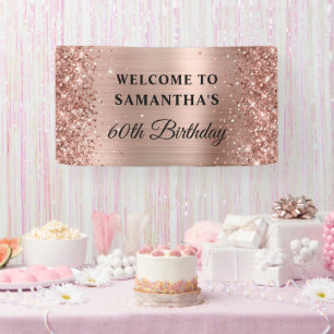 Glittery Rose Gold Foil 60th Birthday Banner