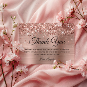 Glittery Rose Gold Foil 60th Birthday Thank You Card