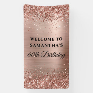 Glittery Rose Gold Foil 60th Birthday Vertical Banner