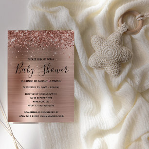 Glittery Rose Gold Foil Baby Shower Invitation