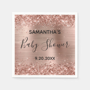Glittery Rose Gold Foil Baby Shower Napkin