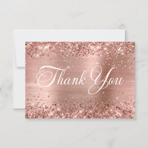 Glittery Rose Gold Foil Beautiful Script Birthday Thank You Card
