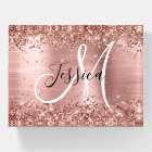 Glittery Rose Gold Foil Black and White Monogram