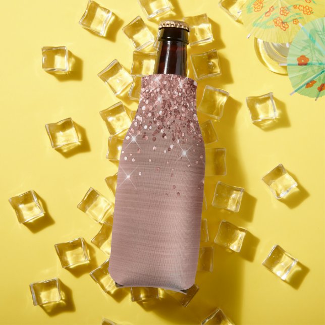 Glittery Rose Gold Foil Blank Bottle Cooler (In Situ Summer)