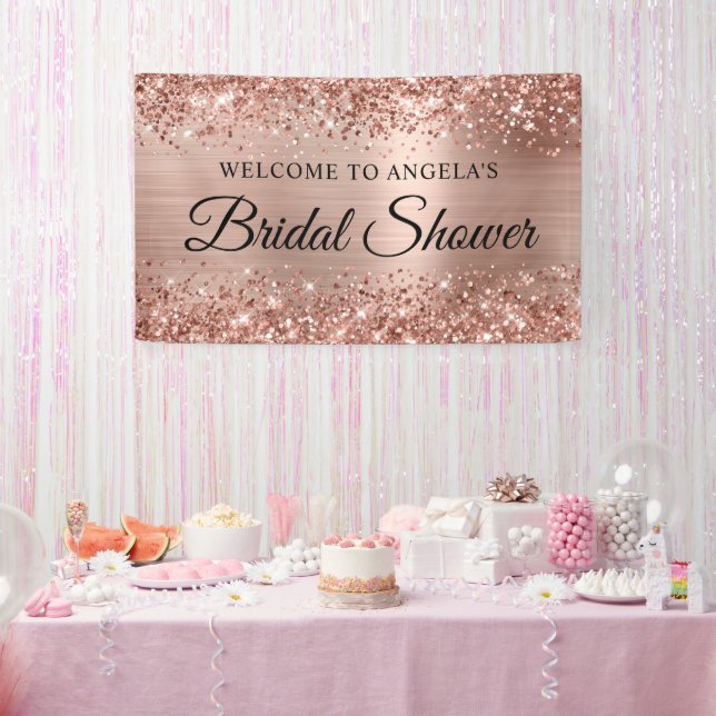 Glittery Rose Gold Foil Bridal Shower Welcome Banner (Party)