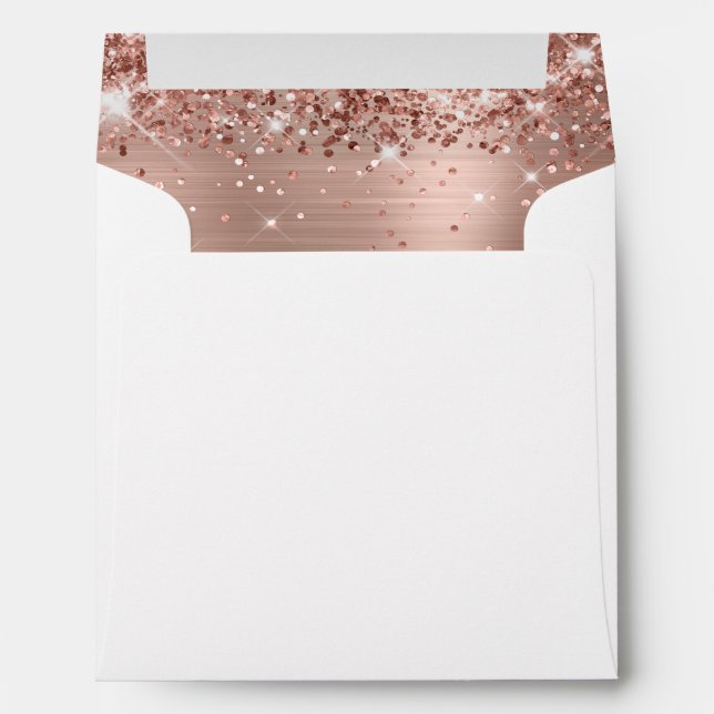 Glittery Rose Gold Foil Elegant Calligraphy Square Envelope (Back (Bottom))