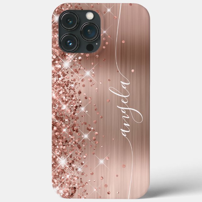 Glittery Rose Gold Foil Girly Glam Signature Case-Mate iPhone Case (Back)