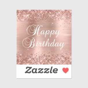 Glittery Rose Gold Foil Happy Birthday
