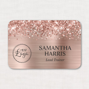 Glittery Rose Gold Foil Logo Name Tag