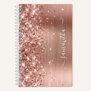 Glittery Rose Gold Foil Modern Girly Signature Notebook