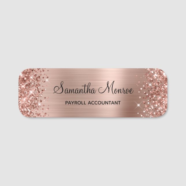 Glittery Rose Gold Foil Name Tag (Front)