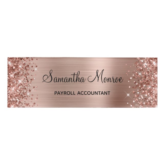 Glittery Rose Gold Foil Name Tag (Front)