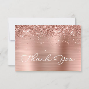 Glittery Rose Gold Foil Stylistic Script Birthday Thank You Card