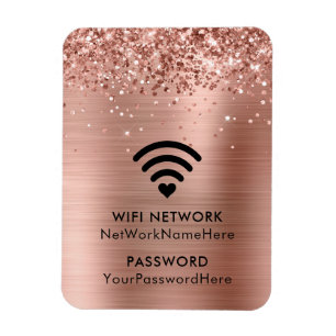 Glittery Rose Gold Foil WiFi Network and Password Magnet